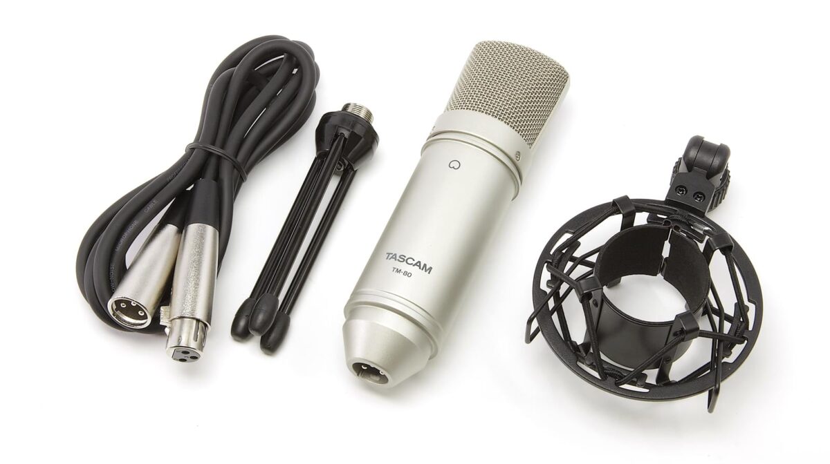 Tascam TM-80 Condenser Microphone With Shock Mount, XLR Cable and Desktop Stand