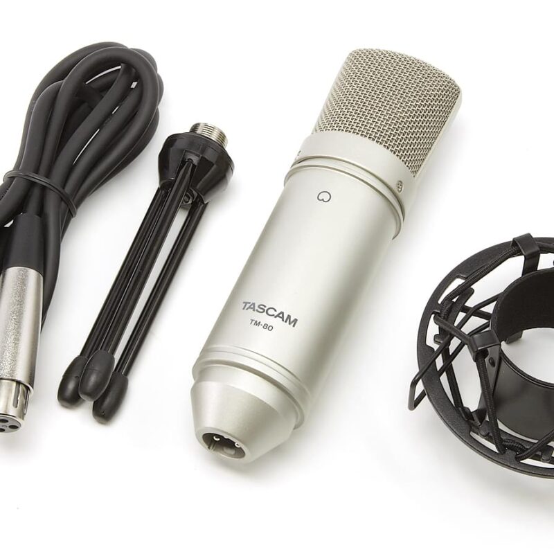 Tascam TM-80 Condenser Microphone With Shock Mount, XLR Cable and Desktop Stand