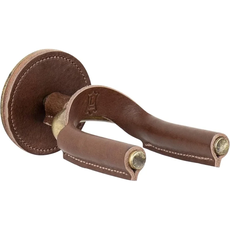 Levy Guitar Hanger Brown Met Black Leather