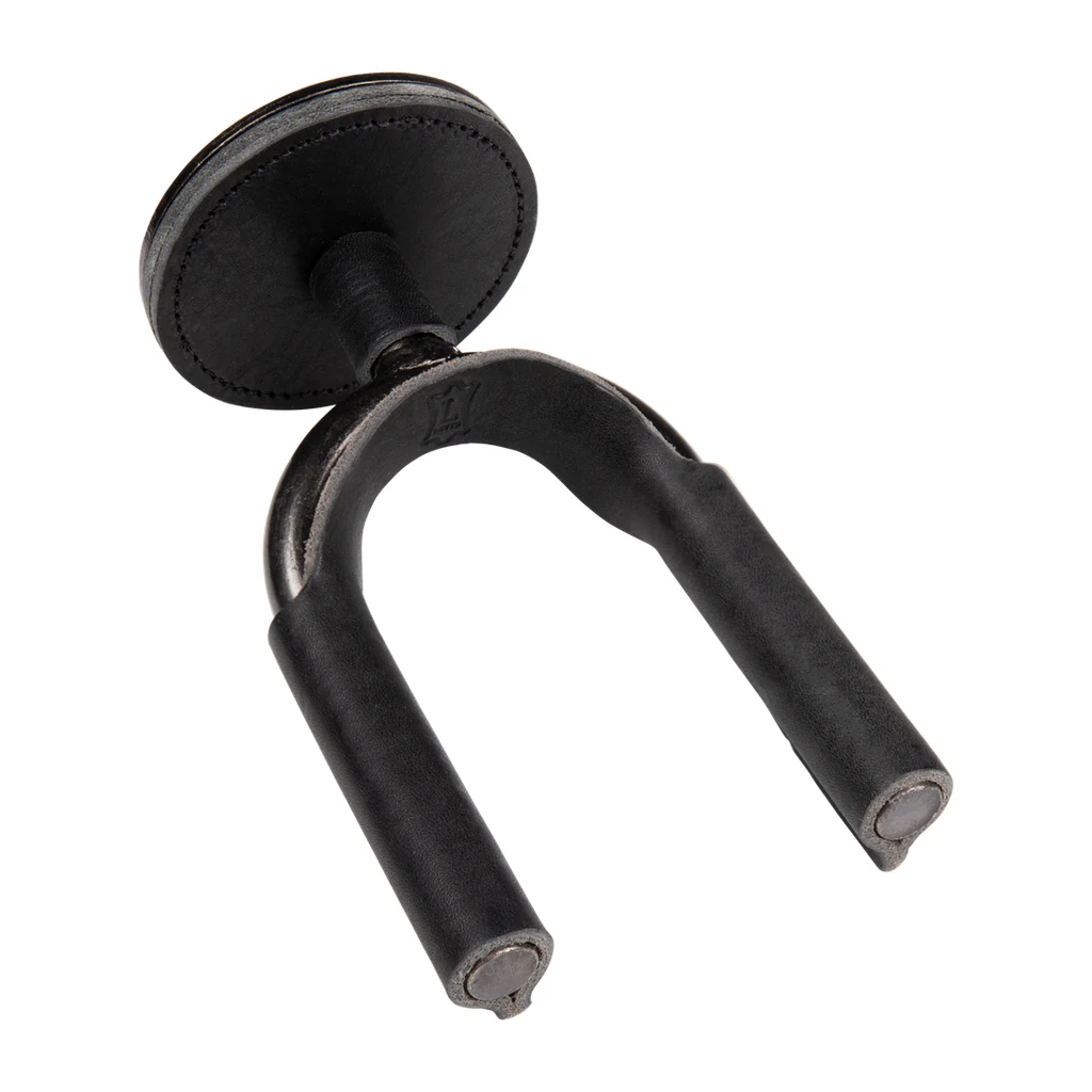 Levy Guitar Hanger Silver Met Brown Leather