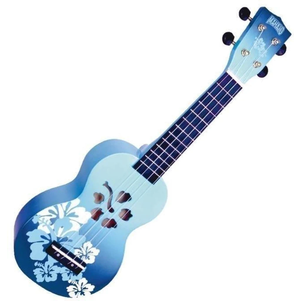 Mahalo Soprano Ukulele Hibiscus Blue Burst